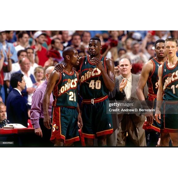 Authentic Mitchell & Ness Shawn Kemp NBA Seattle Supersonics 96 Finals Jersey 44 - Picture 15 of 15